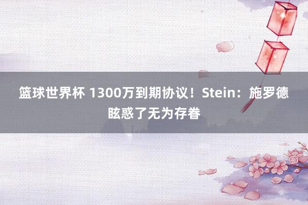 篮球世界杯 1300万到期协议！Stein：施罗德眩惑了无为存眷