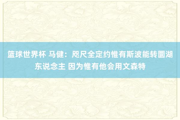 篮球世界杯 马健：咫尺全定约惟有斯波能转圜湖东说念主 因为惟有他会用文森特