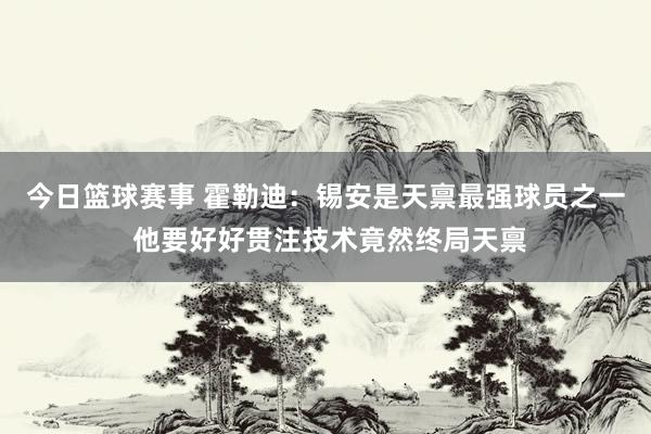 今日篮球赛事 霍勒迪：锡安是天禀最强球员之一 他要好好贯注技术竟然终局天禀