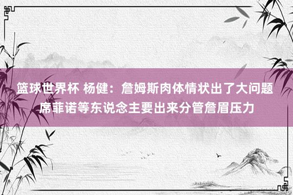 篮球世界杯 杨健：詹姆斯肉体情状出了大问题 席菲诺等东说念主要出来分管詹眉压力